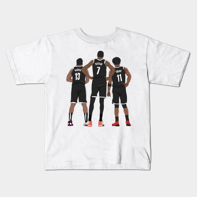 Kevin Durant/Kyrie Irving/James Harden Brooklyn Nets Kids T-Shirt by xavierjfong